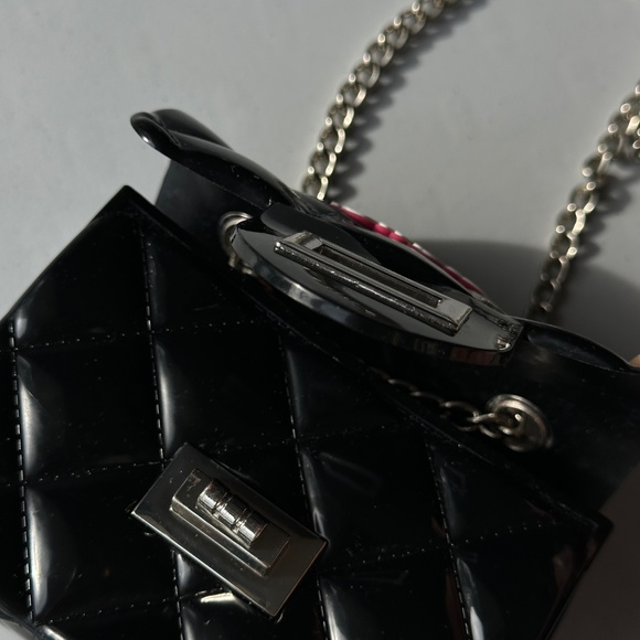 Barbie Glossy Black Mini JELLY Chain Crossbody Bag Purse - Picture 5 of 9